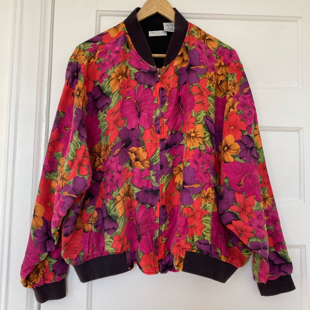 Vintage 100% silk bomber jacket